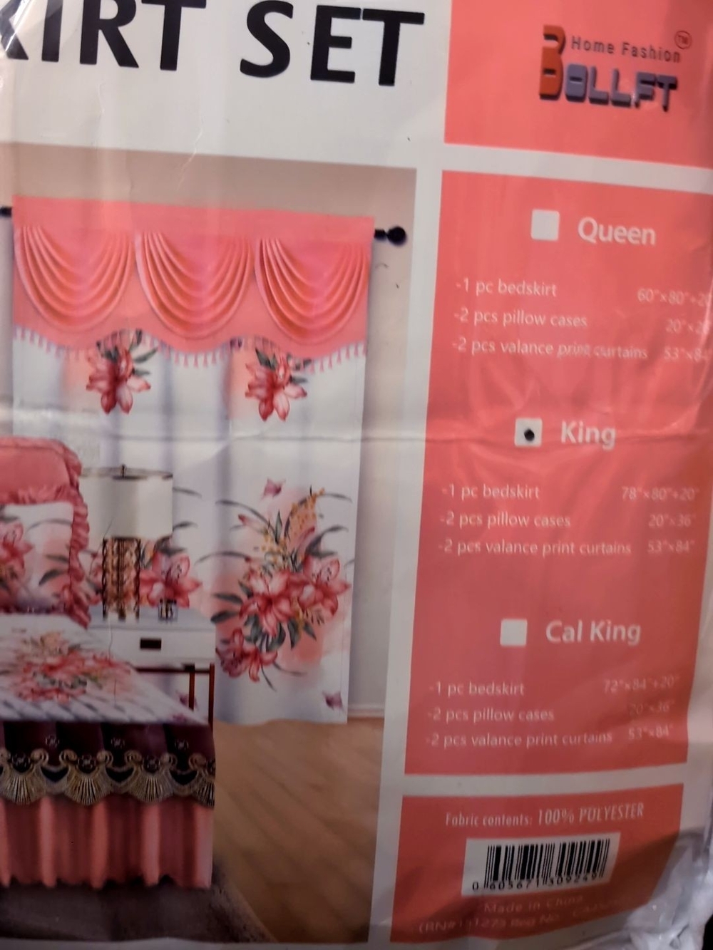 Pink Floral Valance Curtains - Elegant Drapery Set